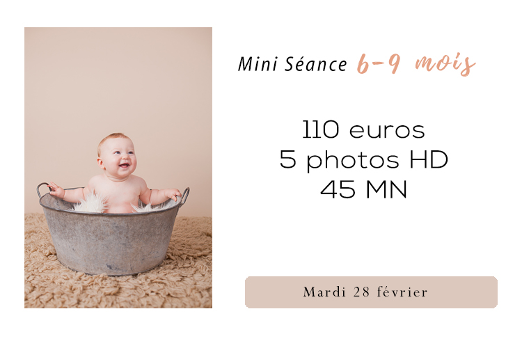Photographe studio bébé 6-9 mois Paris