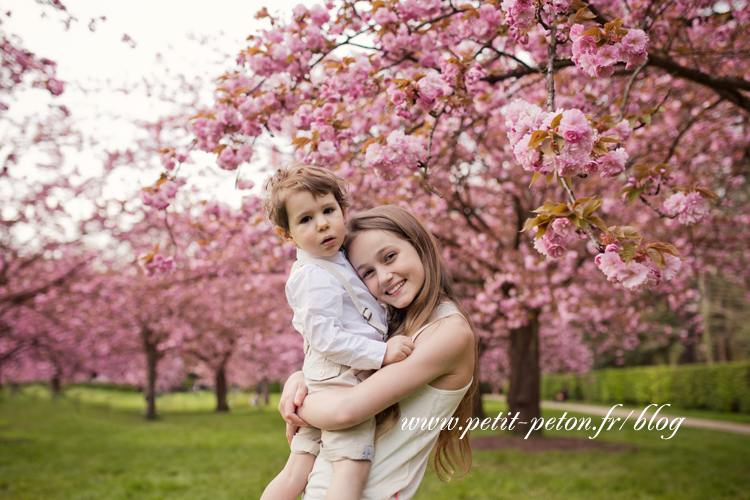 Photographe famille Sceaux - Séance photo cerisiers en fleurs